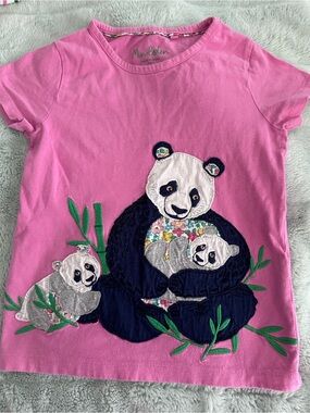 Mini Boden Bright Pink Girls' Tee with Pandas 🐼